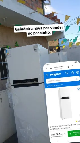 Geladeira 425 litros front free nova pequena avaria no plástico passo cartão