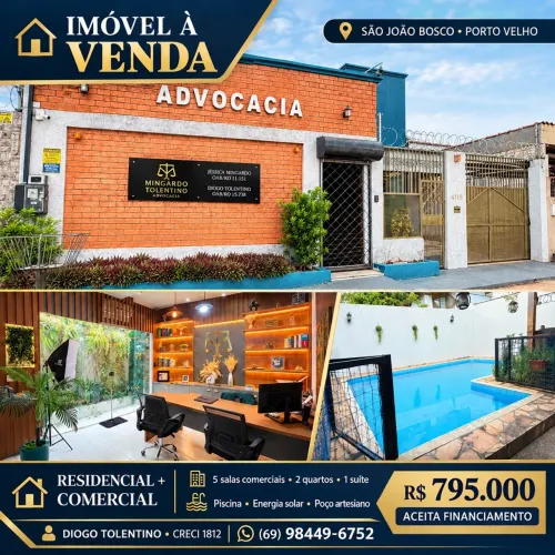Casa com ponto comercial, piscina e energia solar à venda no São João Bosco