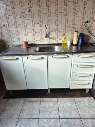 Balcão de Cozinha com Pia Inox 3 Portas e 4 Gavetas