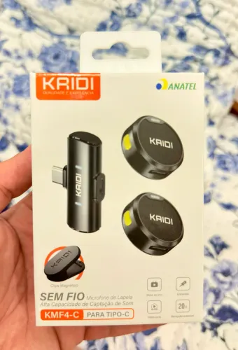 Microfone de Lapela Duplo Sem Fio Kaidi Tipo C - Nunca Usado