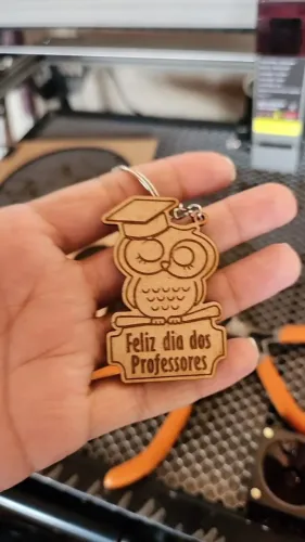 Chaveiro Coruja Feliz dia dos professores Mdf 3mm