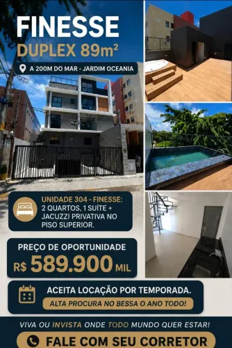 Duplex 200m da Praia Bessa c/ Jacuzzi | Pronto p/ Airbnb | Jardim Oceania