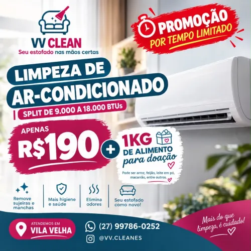 Limpeza de Ar-Condicionado em Vila Velha | R$190