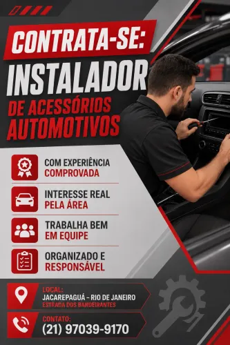 Vagas aberto -INSTALADOR DE ACESSÓRIOS AUTOMOTIVOS E APLICADOR DE INSULFILM 