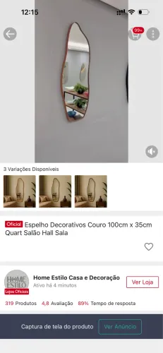 Espelho decorativo couro