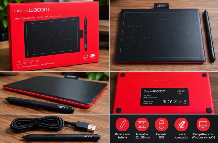 Mesa digitalizadora Wacom one (usada uma vez)