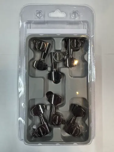 Tarraxas Gotoh 3+3 preta cromada para guitarra 