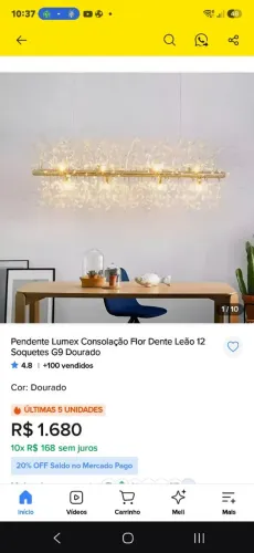 Lustre Pendente Retangular Dente De Leão 95cms