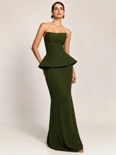 Vestido Longo Verde Oliva Majesté Festa | Tamanho P