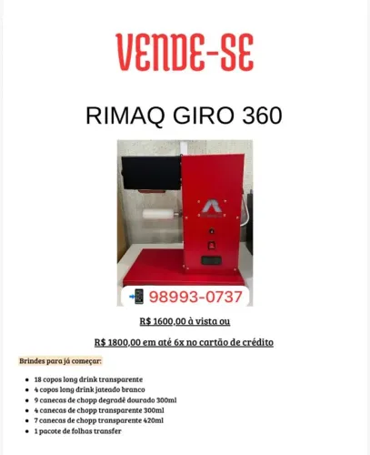 Máquina de giro transfer 360 rimaq