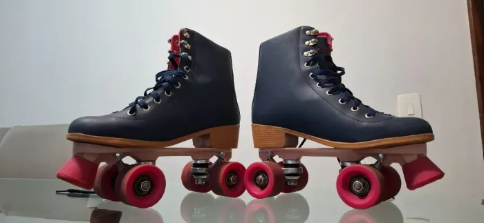 Patins Quad Oxer Retro 4 Rodas Numero 37 - Azul e Rosa