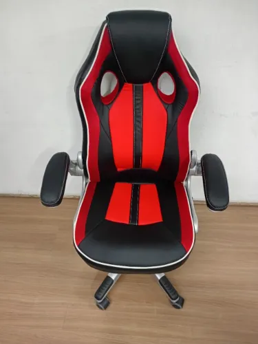 Cadeira Gamer em couro PU Preta e Vermelha