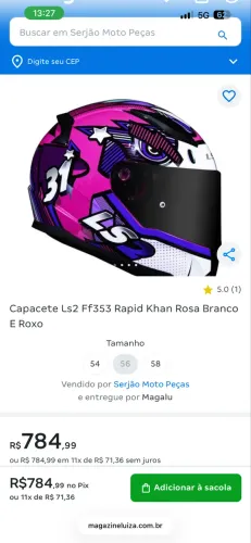 CAPACETE LS2 FF353 TAMANHO 58 