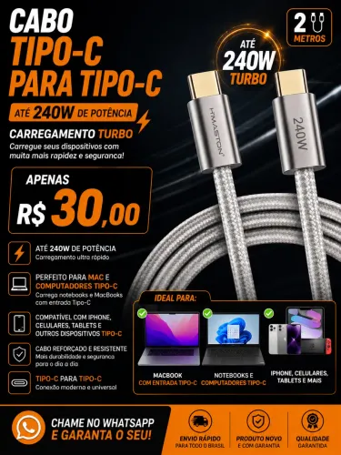 Cabo tipo-? 240w 2m MacBook IPhone e etc
