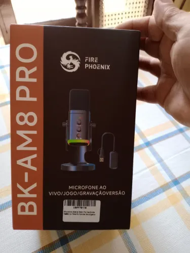 Microfone Condensador Fire Phoenix sem fio RGB