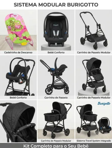 Carrinho de bebê com bebê conforto 
