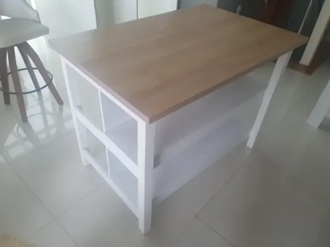 Ilha de Cozinha DItalia 2 Prateleiras Branco