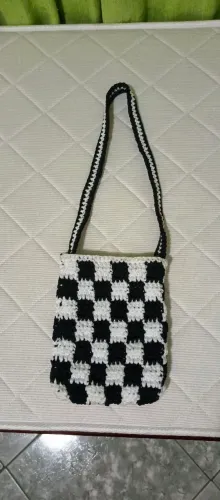 Bolsa de crochê de linha náutica 