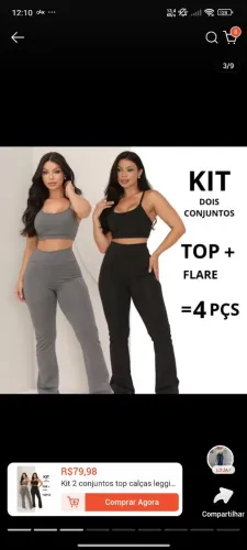 Kit 2 Calça e top Fitness 