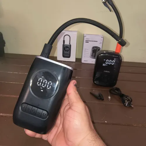 Kit: compressor de ar recarregável portátil para veículos (carro, moto, bicicleta...)