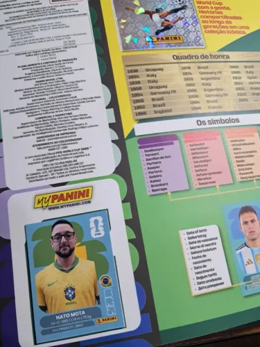 Figurinha da Copa com sua foto kit com 4 R$ 12,00