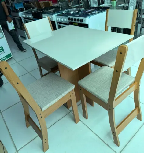 Mesa de Jantar Talita 0,918 m Freijó/Off White com 4 Cadeiras Entrega Rápida