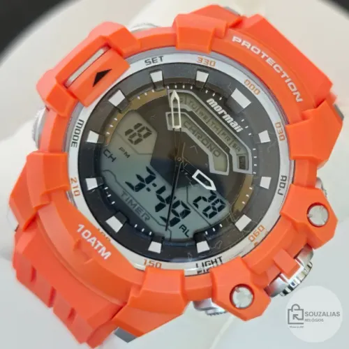 Relógio Mormaii MO1168A/8L 5ATM - À Prova D'água Militar Esportivo Silicone Laranja