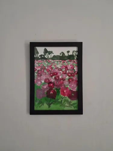 Quadro Pintura Acrílica com Moldura e Vidro
