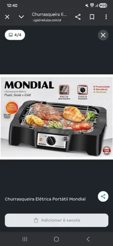 Churrasqueira Elétrica Portátil Mondial