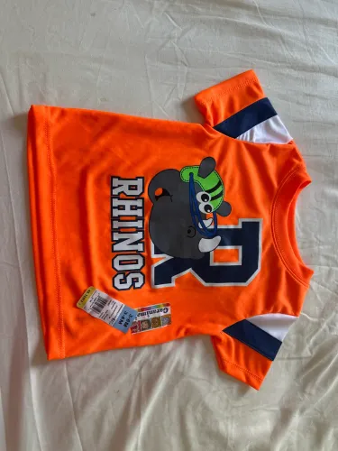 Camiseta dry fit bebê 3/6 meses Rhinos laranja