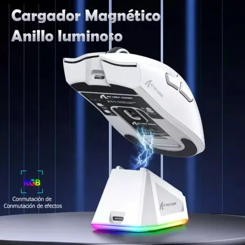 Mouse Gamer Sem Fio Attack Shark X11 Tri-Mode - Bluetooth, 2.4G e Cabo, com Base de Carreg