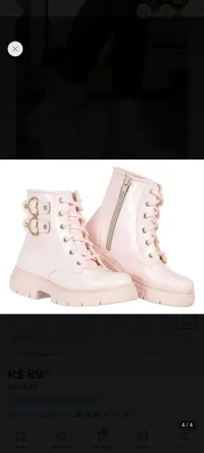 Bota infantil feminina coturno 
