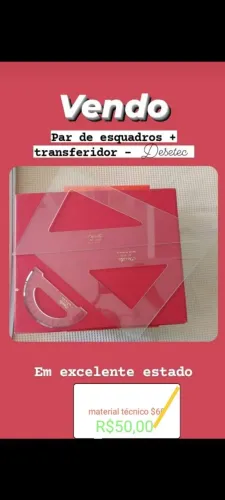 Par de esquadros +Transferidor Desetec