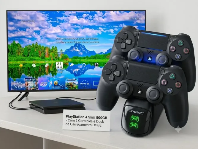 PS4 SLIM 500GB + 2 CONTROLES.