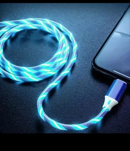 ?Cabo USB 3A LED Glow 1M-De Carregamento De Luz Fluida Luminosa Para Micro E Tipo C , Dado
