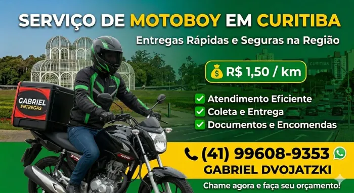 ?MOTOBOY PARTICULAR: Coletas e Entregas em Curitiba(Preço Justo)