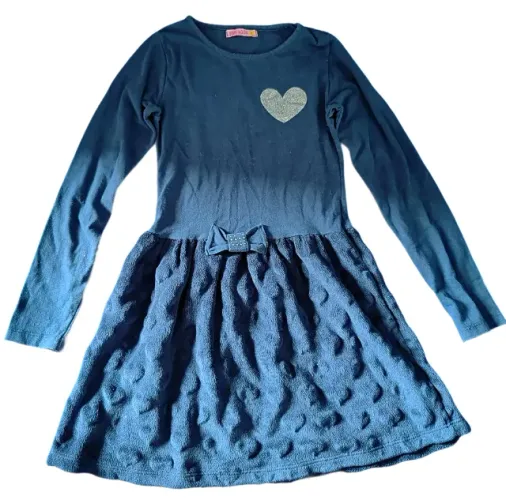 Vestido infantil menina manga longa azul