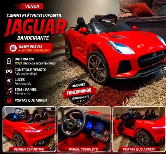 Carro Eletrico Infantil "Jaguar" Bandeirantes - Semi-novo