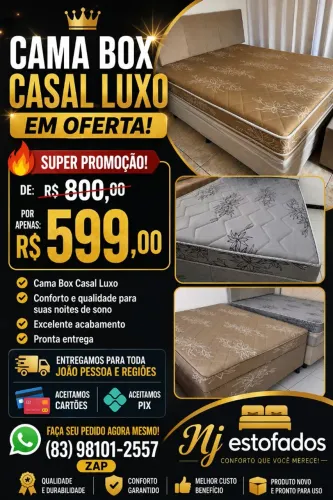 Cama box casal luxo oferta + entrega gratis