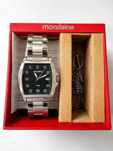 RELÓGIO MONDAINE + CORDÃO DE AÇO 