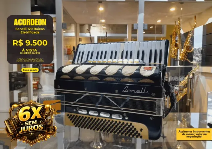Acordeon 120 baixos Sonelli - Eletrificada