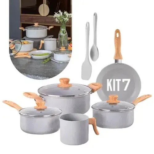 Conjunto kit de panelas indução cerâmica 7 peças Brinox não gruda