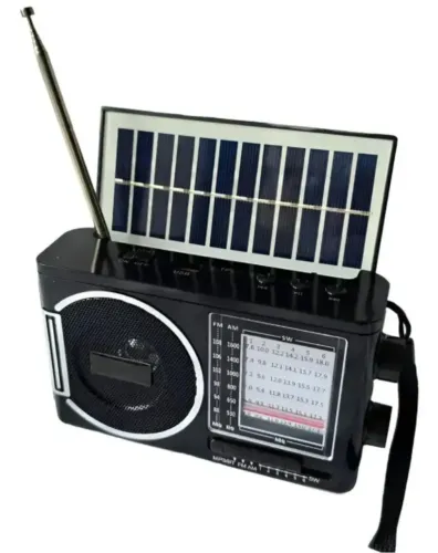 Radio retro completo com placa solar Bluetooth pendreve recarregável bivolt