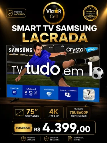 Smart TV Samsung 75 Polegadas | Lacrada | Nota Fiscal
