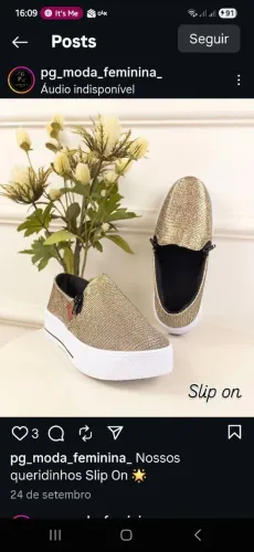 tênis casual dourado slip one n°35