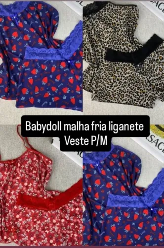 Babydoll malha fria liganete detalhes em Renda (P/M)