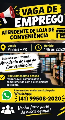 Vaga emprego atendente conveniência