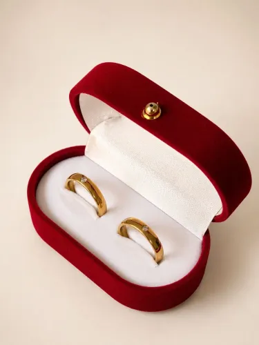 Par de Alianças Aço Inoxidável Dourada Casamento