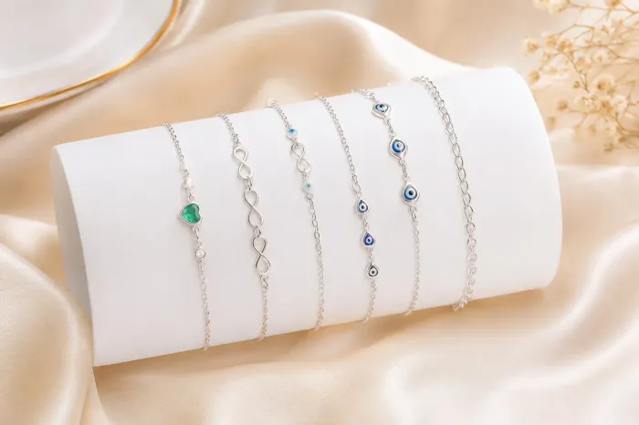 Kit com cinco pulseiras de prata
