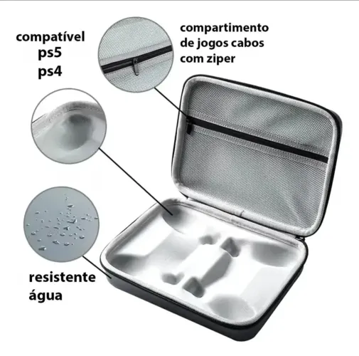 Estojo Case Maleta Organizador Para Controle Ps5 Anti Poeira Preto Quality